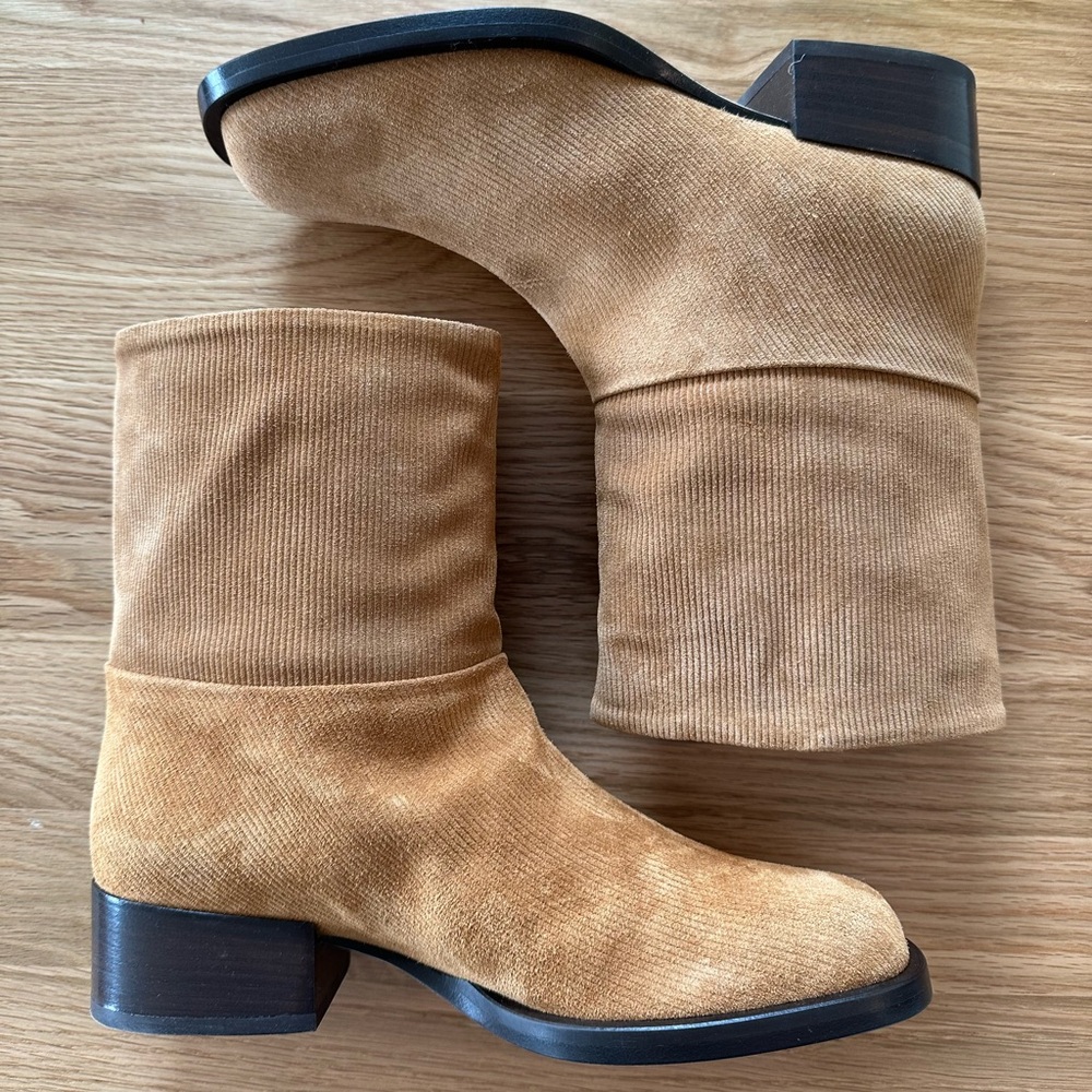 Dear Frances Cade Ankle Boots in Tan Millerighe Suede Size 38 US 8